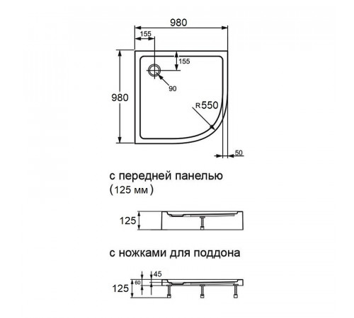 Акриловый поддон Orange E01-100TB/T 100x100 Белый