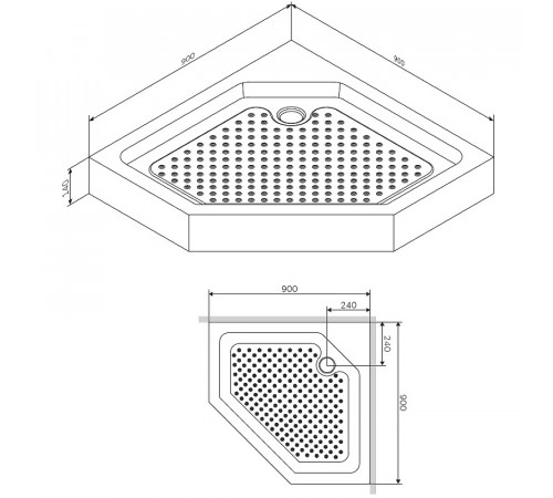 Акриловый поддон для душа Damixa Skyline 90х90 DX35WT-405-090MT Белый