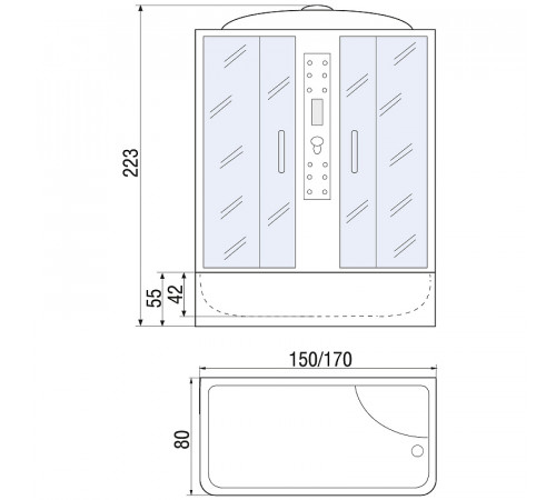 Душевой бокс River Wisla 170x80 ТН 10000002110 с поддоном