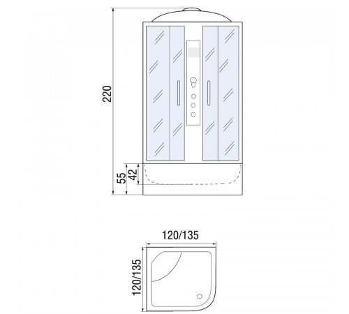 Душевой бокс River Temza 120x120 МТ 10000002183 с поддоном