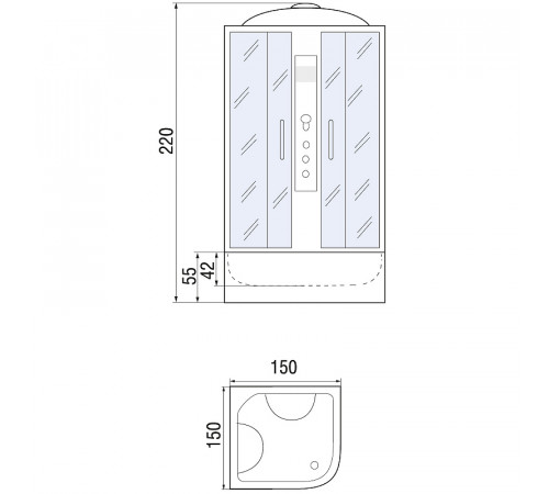 Душевой бокс River Temza 150x150 ТН 10000000742 с поддоном