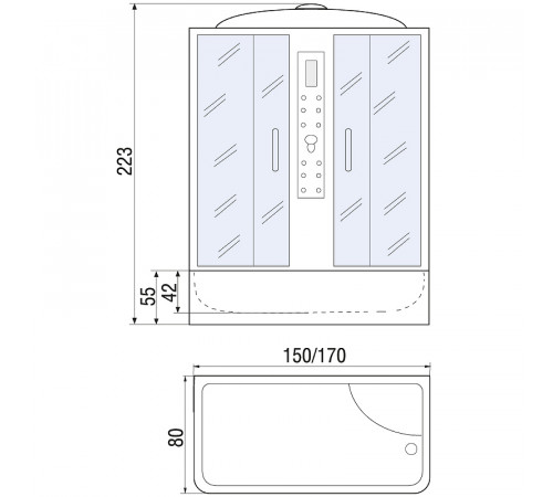 Душевой бокс River Dunay 170x80 МТ 10000001577 с поддоном