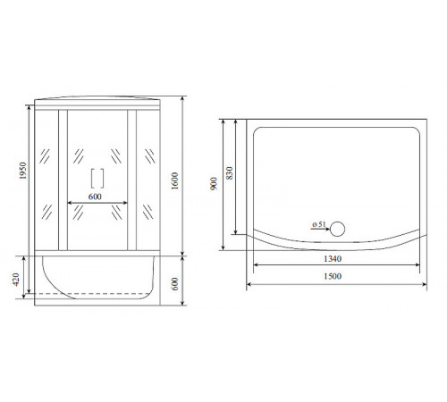 Душевой бокс Timo Lux 150x90 T-7750 с гидромассажем