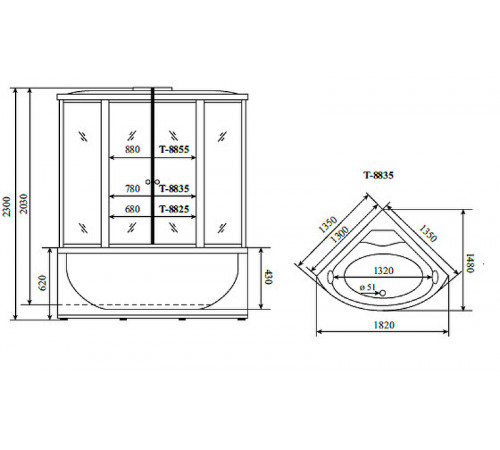 Душевой бокс Timo Comfort 135x135 T-8835C с гидромассажем