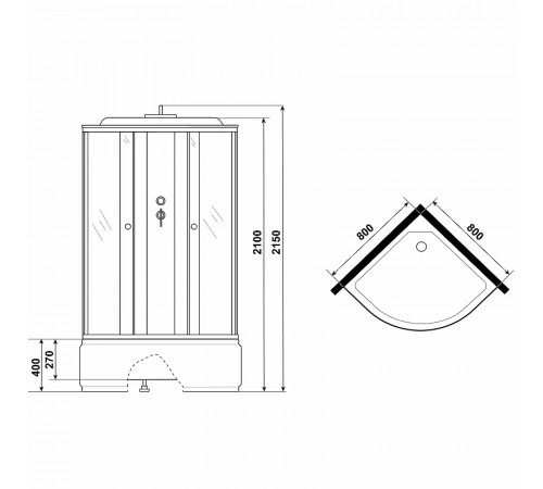 Душевая кабина Niagara Eco 80x80 E80/40/MT без гидромассажа