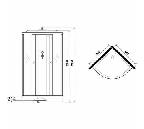 Душевая кабина Niagara Eco 90x90 E90/13/MT без гидромассажа