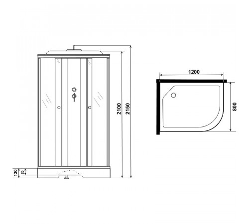 Душевая кабина Niagara Eco 120x80 L E120/80/13L/TN без гидромассажа