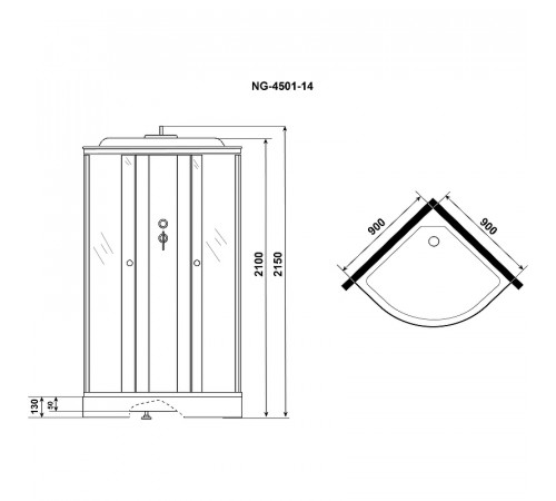 Душевая кабина Niagara Eco 90x90 E90/13/TN без гидромассажа