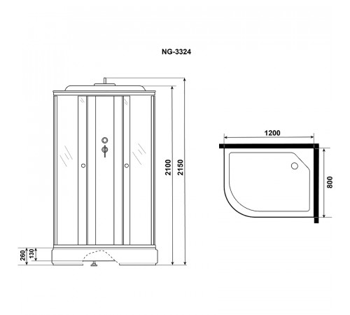 Душевая кабина Niagara Eco 120x80 R NG-3324-14R без гидромассажа