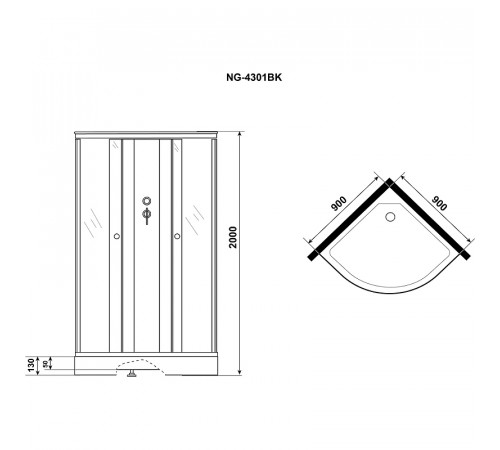 Душевая кабина Niagara Eco 90x90 NG-4301-14BK без гидромассажа