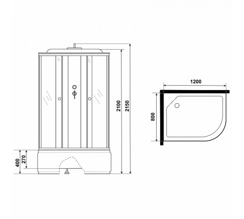 Душевая кабина Niagara Eco 120x80 L E120/80/40L/MT без гидромассажа