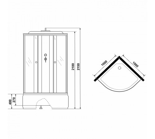 Душевая кабина Niagara Eco 100x100 E100/40/MT без гидромассажа