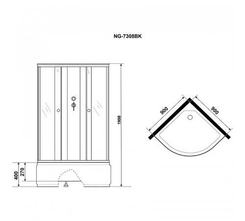 Душевая кабина Niagara Eco 90x90 NG-7308-14BK без гидромассажа