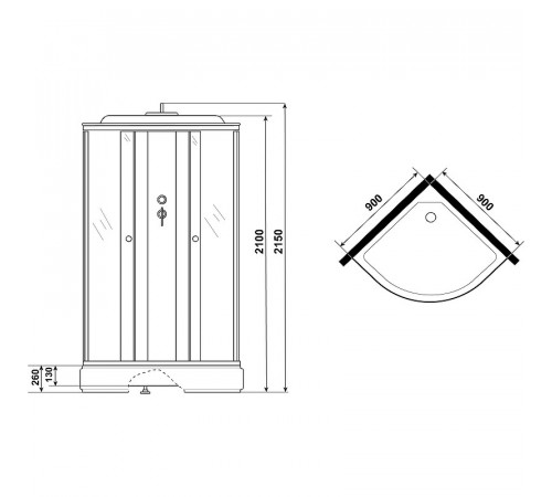 Душевая кабина Niagara Eco 90x90 E90/26/TN без гидромассажа