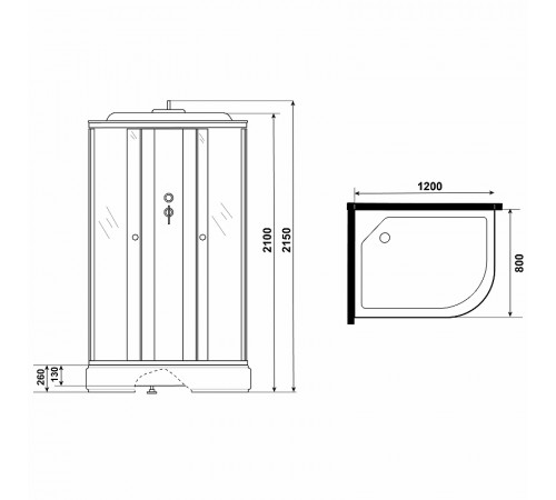 Душевая кабина Niagara Eco 120x80 L E120/80/26L/MT без гидромассажа