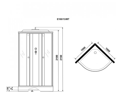 Душевая кабина Niagara Eco 100x100 E100/13/MT без гидромассажа