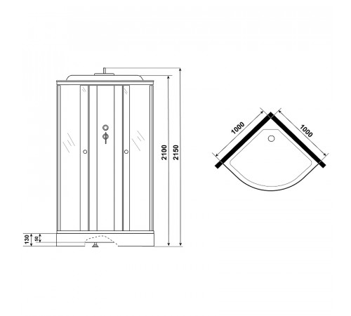 Душевая кабина Niagara Eco 100x100 NG-4502-14BLACK без гидромассажа