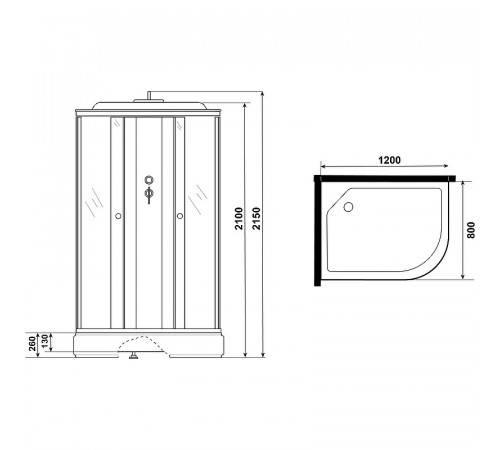 Душевая кабина Niagara Eco 120x80 L E120/80/26L/TN без гидромассажа