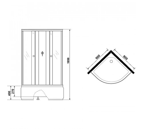 Душевая кабина Niagara Eco 90x90 E90/40/TN/BK без гидромассажа