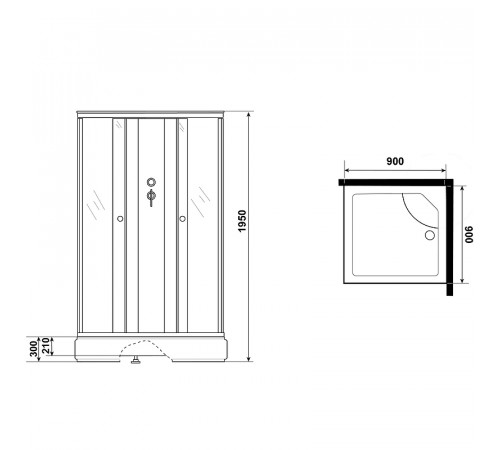 Душевая кабина Niagara Eco 90x90 E90/26Q/TN/BK без гидромассажа