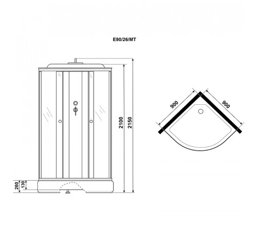 Душевая кабина Niagara Eco 90x90 E90/26/MT без гидромассажа