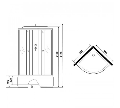 Душевая кабина Niagara Eco 90x90 E90/40/TN без гидромассажа