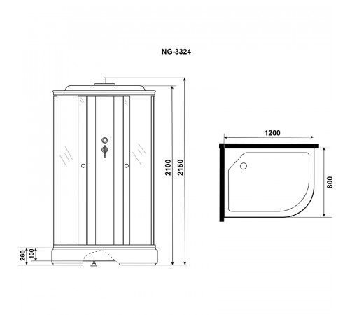 Душевая кабина Niagara Eco 120x80 L NG-3324-14L без гидромассажа