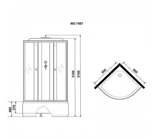 Душевая кабина Niagara Eco 80x80 E80/40/TN без гидромассажа