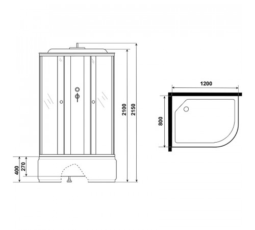 Душевая кабина Niagara Eco NG-7310-14L 120х80 без гидромассажа