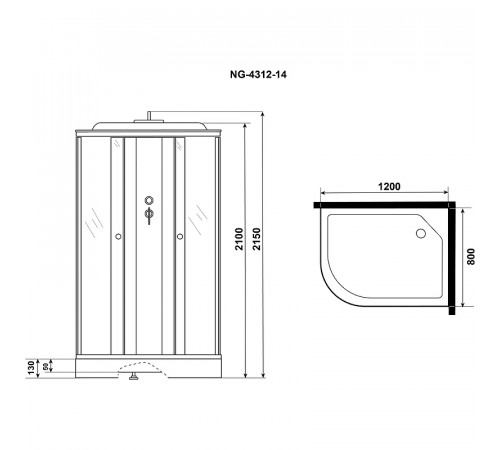 Душевая кабина Niagara Eco 120x80 R NG-4312-14R без гидромассажа