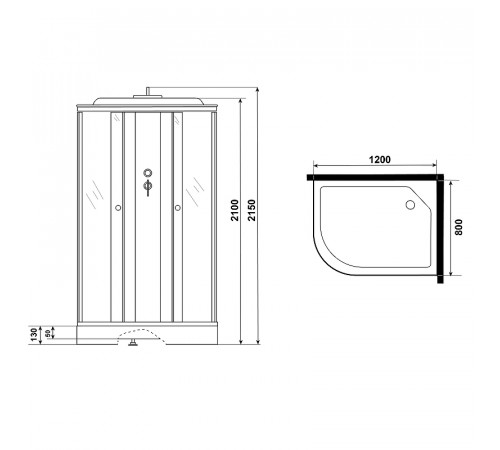 Душевая кабина Niagara Eco 120x80 R NG-4512-14R без гидромассажа