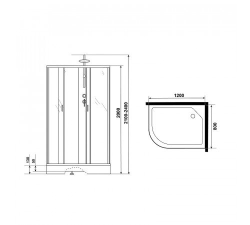 Душевая кабина Niagara Classic 120х80 R NG-3512-14RBKTG с гидромассажем