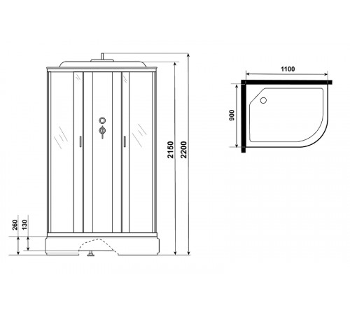 Душевая кабина Niagara Classic 110х90 L NG-33194-14LG с гидромассажем