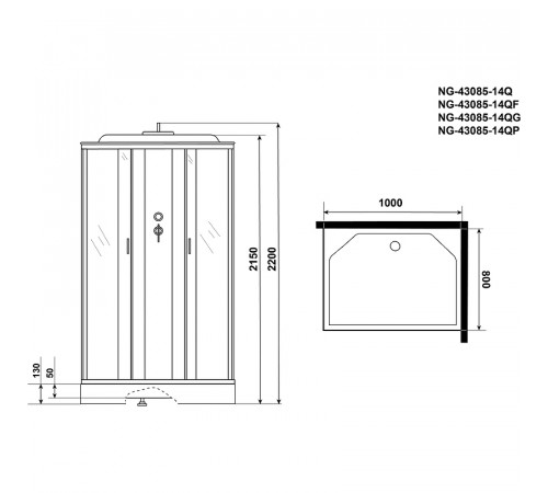 Душевая кабина Niagara Classic 100х80 NG-43085-14QG с гидромассажем