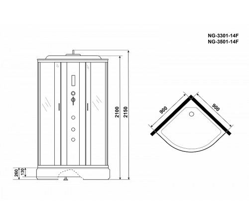 Душевая кабина Niagara Classic 90x90 NG-3301-14F с гидромассажем