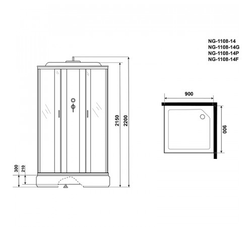 Душевая кабина Niagara Classic 90x90 NG-1108-14P без гидромассажа