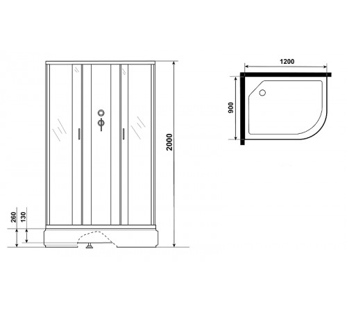 Душевая кабина Niagara Classic 120х90 L NG-33294-14LBKG с гидромассажем