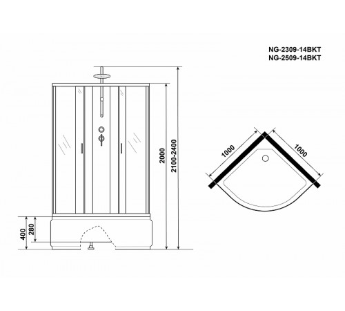 Душевая кабина Niagara Classic 100x100 NG-2309-14BKT без гидромассажа