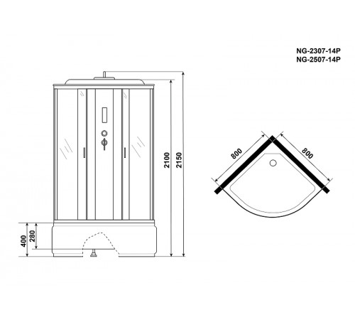 Душевая кабина Niagara Classic 80x80 NG-2507-14P без гидромассажа