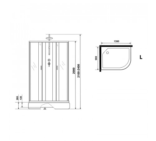 Душевая кабина Niagara Classic 130х90 L NG-33394-14LBKTG с гидромассажем