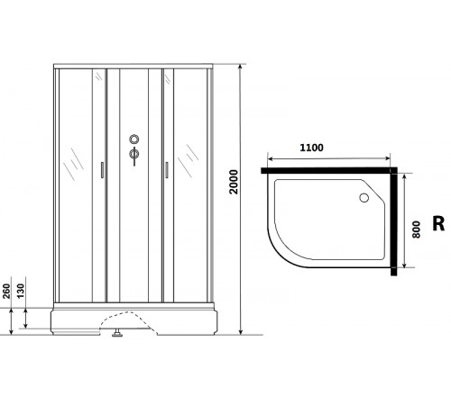 Душевая кабина Niagara Classic 110х80 R NG-33184-14RBK без гидромассажа