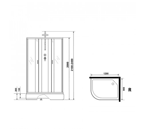 Душевая кабина Niagara Classic 120х90 R NG-33294-14RBKT без гидромассажа