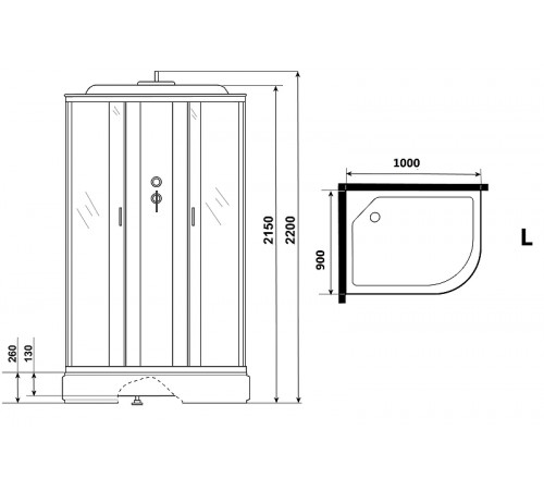 Душевая кабина Niagara Classic 100х90 L NG-33094-14LG с гидромассажем