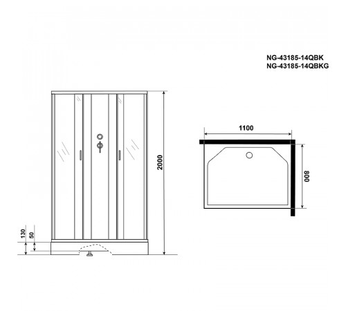 Душевая кабина Niagara Classic 110х80 NG-43185-14QBKG с гидромассажем