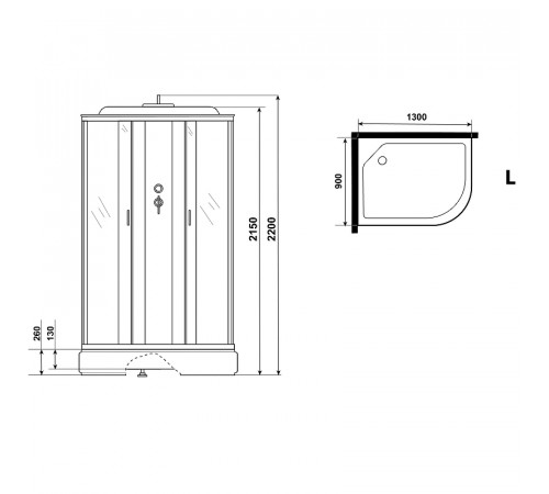 Душевая кабина Niagara Classic 130х90 L NG-33394-14LBK без гидромассажа