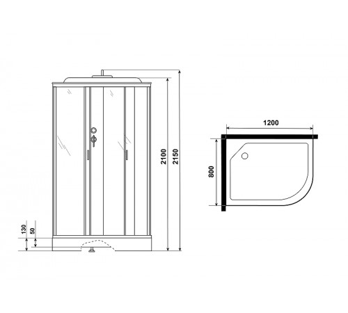 Душевая кабина Niagara Classic 120х80 L NG-3512-14LF с гидромассажем