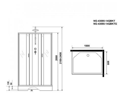 Душевая кабина Niagara Classic 100х80 NG-43085-14QBKT без гидромассажа