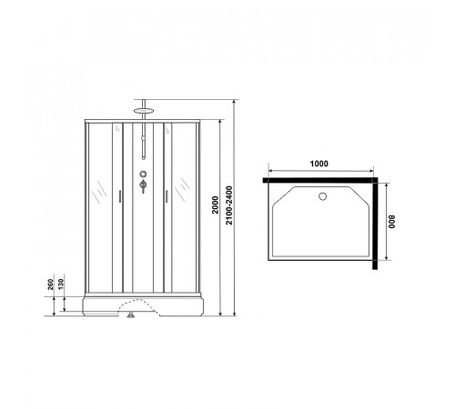 Душевая кабина Niagara Classic 100х80 NG-33084-14QBKTG с гидромассажем