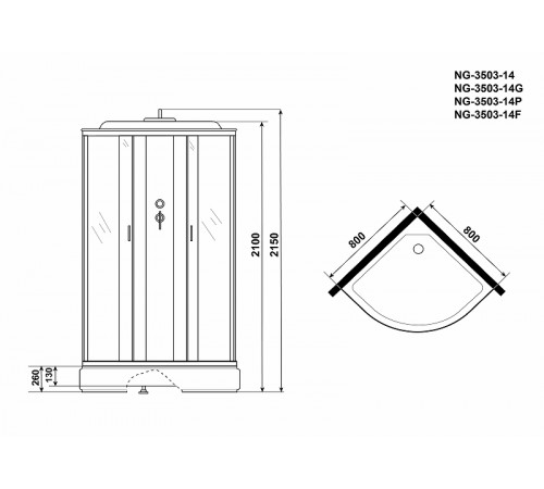 Душевая кабина Niagara Classic 80x80 NG-3503-14F с гидромассажем