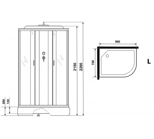 Душевая кабина Niagara Classic 90х70 L NG-33974-14LF с гидромассажем